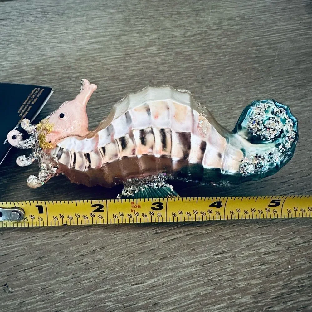 Robert Stanley Glass Seahorse Pearl Jeweled Christmas Holiday Ornament